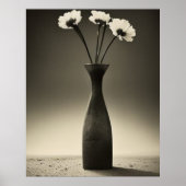Vase und Blume in Schwarzweiß Poster (Vorne)
