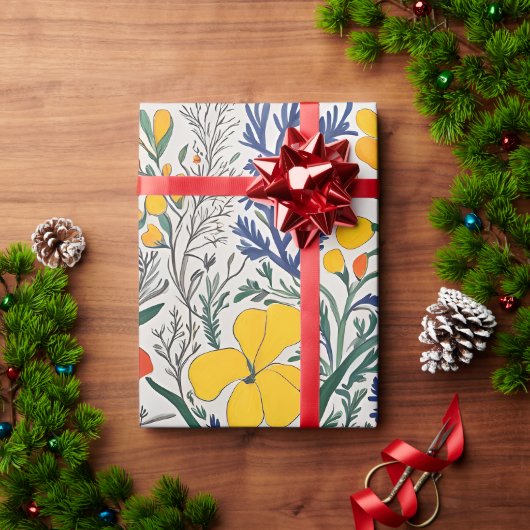 Vase und wilde Blumen Geschenkpapier (Feiertagsgeschenk)
