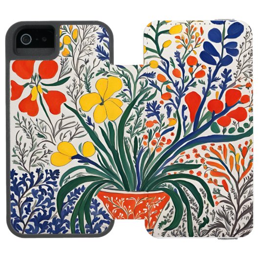 Vase und wilde Blumen Incipio iPhone Geldbeutel-Hülle (Folio Geöffnet)
