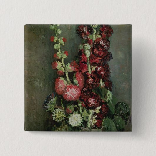 Vase Vincent van Goghs | Hollyhocks, 1886 Button (Vorderseite)