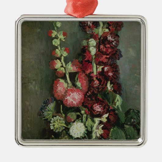 Vase Vincent van Goghs | Hollyhocks, 1886 Silbernes Ornament (Vorne)