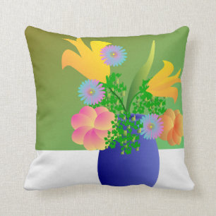Vase voll helle Blumen Kissen