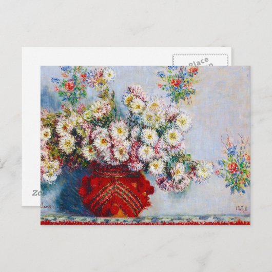 Vase von Chrysanthema Claude Monet Postkarte (Vorne/Hinten)