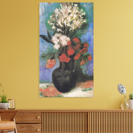 Vase von Nelken und anderen Blume von Van Gogh Leinwanddruck (Insitu (Wohnzimmer))