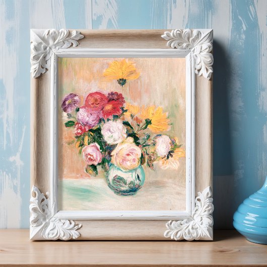 Vase von Rose und Dahlien, Renoir Poster