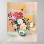 Vase von Rose und Dahlien, Renoir Poster (Vorne)