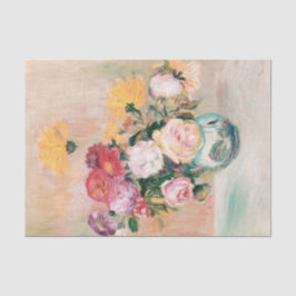 Vase von Rose und Dahlien von Auguste Renoir Seidenpapier