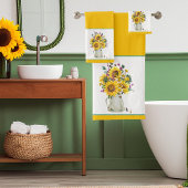 Vase von Sonnenblumen Badhandtuch Set