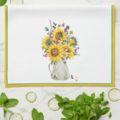Vase von Sonnenblumen Geschirrtuch (Gefaltet)
