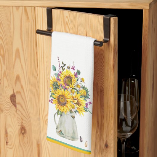 Vase von Sonnenblumen Geschirrtuch (Drittel gefaltet)