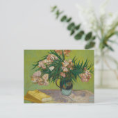 Vase w Oleanders & Books von Van Gogh Postcard Postkarte (Stehend Vorderseite)