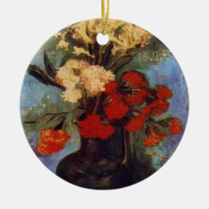 vase with carnations and other flowers keramik ornament