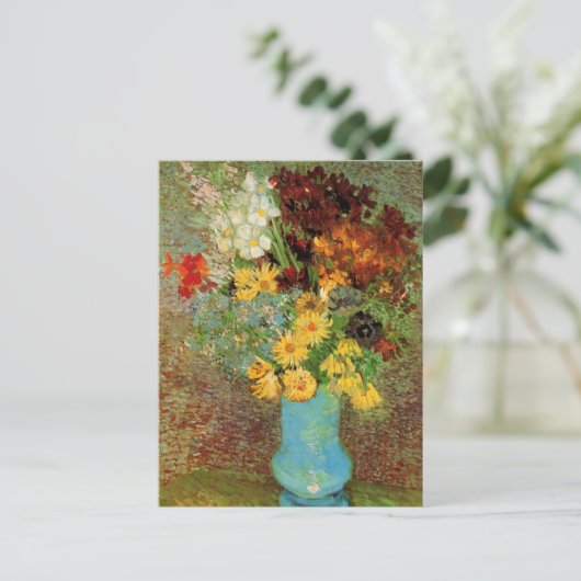 Vase with Daisies and Anemones by Vincent van Gogh Postkarte (Stehend Vorderseite)