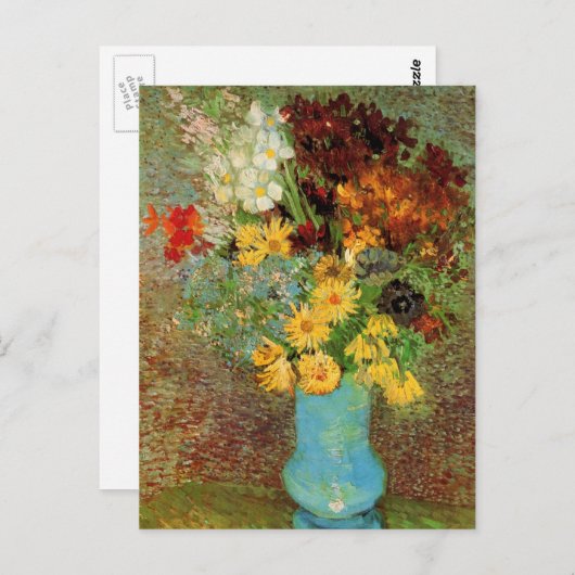 Vase with Daisies and Anemones by Vincent van Gogh Postkarte (Vorne/Hinten)