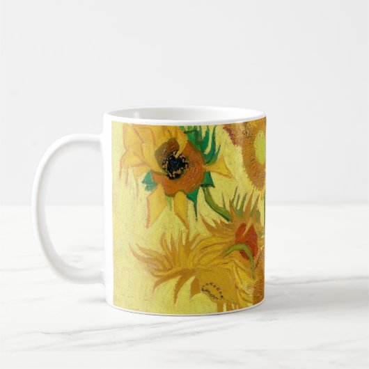 Vase with fifteen sunflowers by Vincent Van Gogh Kaffeetasse (Links)