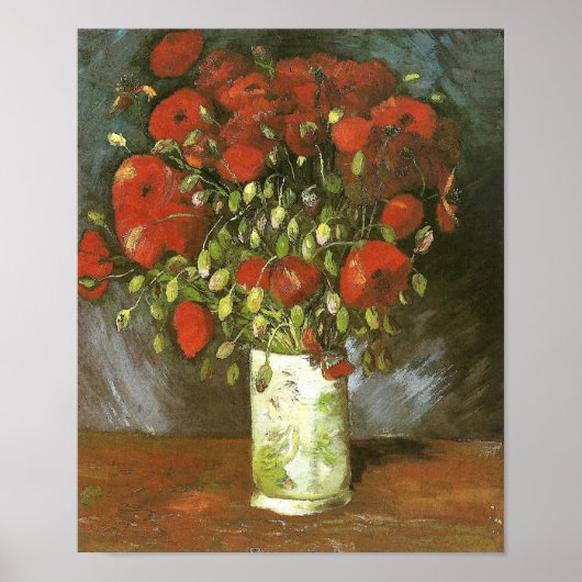 Vase with Red Poppies (F279) Van Gogh Fine Art Poster (Vorne)