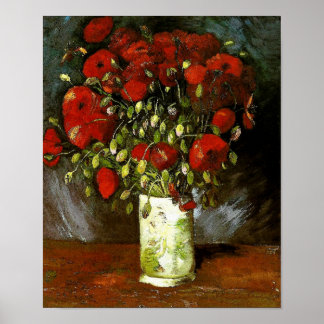 Vase with Red Poppies Van Gogh Fine Art Poster