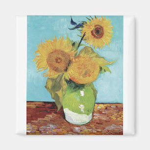 Vase with Three Sunglowers 1888 by Vincent van Gog Magnet