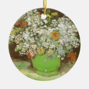 Vase with Zinnias and Flowers by Vincent van Gogh Keramik Ornament