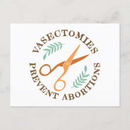 Vasektomien verhindern Abortionen Aktivismus Postk Postkarte