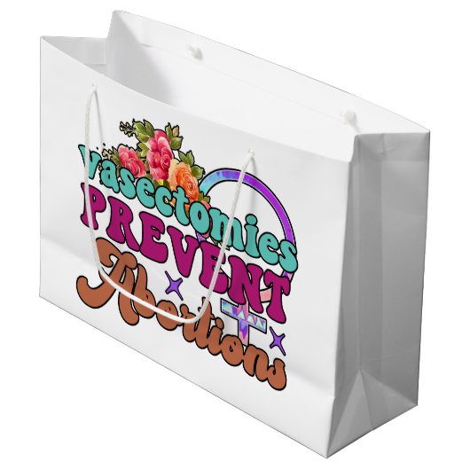 Vasektomien verhindern Abortionen Gifttaschen Große Geschenktüte (Vorderseite Schrägansicht)