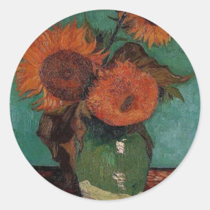 Vasemit drei Sonnenblumen, van Gogh Runder Aufkleber