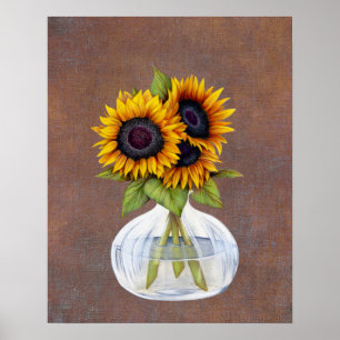 Vasemit Sonnenblumen auf rustikalem braunem Poster