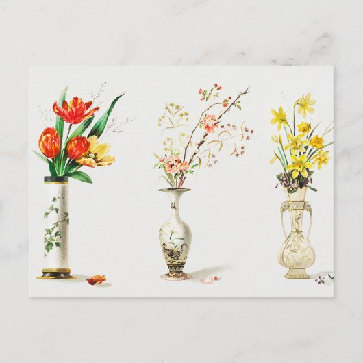 Vasen der Vintagen Blume Postkarte (Vorderseite)