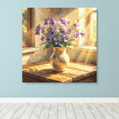 Vasenvase mit lila Veilchen Impasto Leinwanddruck (Insitu (Holzboden))