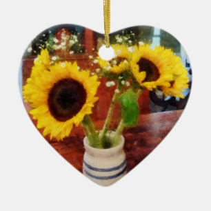 Vasenvase mit Sonnenblumen Keramikornament