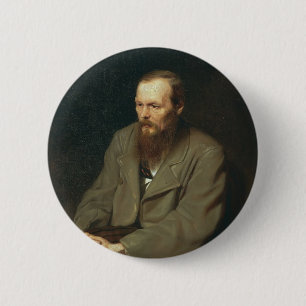 Vasily Perov-Porträt von Feodor Dostoyevsky Autor Button