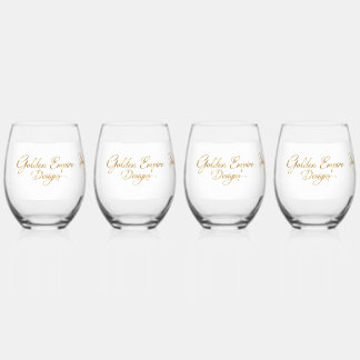 Vaso con diseño dorado weinglas ohne stiel
