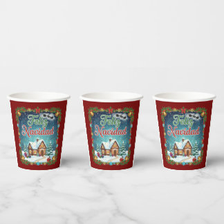 Vaso navideño con diseño colorido y festivo pappbecher