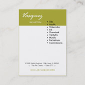 Vasquez - mutiger Illustrator-Künstler-Maler Visitenkarte (Rückseite)