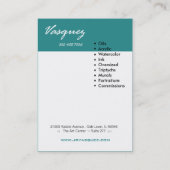 Vasquez - mutiger Maler-Künstler-Illustrator Visitenkarte (Rückseite)