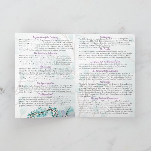 Vasso Griechisch-orthodoxe Kirche Taufprogramm Programm (Innenseite)