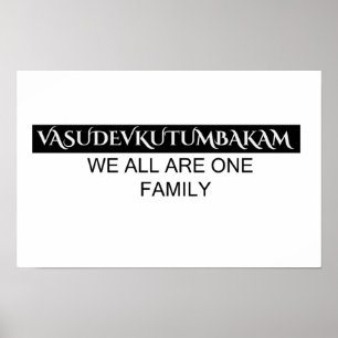 Vasudevkutumbakam-Wandkunst - Sanskrit-Zitatposter Poster