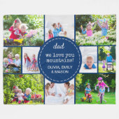 Vater 12 FotoCollage Wir Liebe Sie Blue Custom Fleecedecke (Vorderseite (Horizontal))