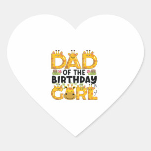 Vater 1. Geburtstag Girl Giraffe Thema Party Zoo S Herz-Aufkleber