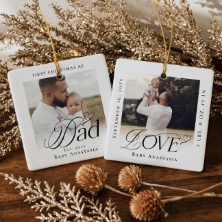 Vater 1. Weihnachts-Baby-Foto-Geburtsstatistiken-A Keramikornament