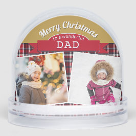 Vater 3 Fotos Frohe Weihnachten Tartan Personalisi Schneekugeln