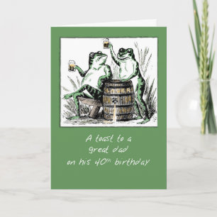 Vater 40. Geburtstagsfrosch Toasting mit Bier Karte