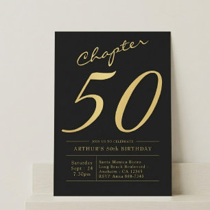 Vater 50. Geburtstag 50 Jahre alt Schwarz Gold Par Einladung