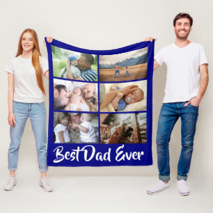 Vater 6 Foto Kollage Marine Blue DIY Fleecedecke