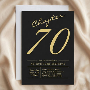 Vater 70. Geburtstag 70 Jahre alt Schwarz-Gold-Par Einladung