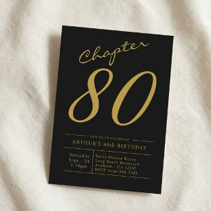 Vater 80. Geburtstag 80 Jahre alt Schwarz-Gold-Par Einladung