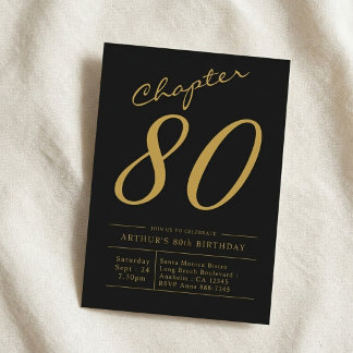 Vater 80. Geburtstag 80 Jahre alt Schwarz-Gold-Par Einladung