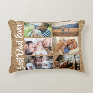Vater 8 Foto Collage Burlap hessisch Land rustikal Dekokissen