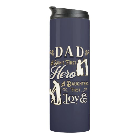 Vater A Son's erste A Daughters erste Liebe Thermosbecher (Nach rechts gedreht)