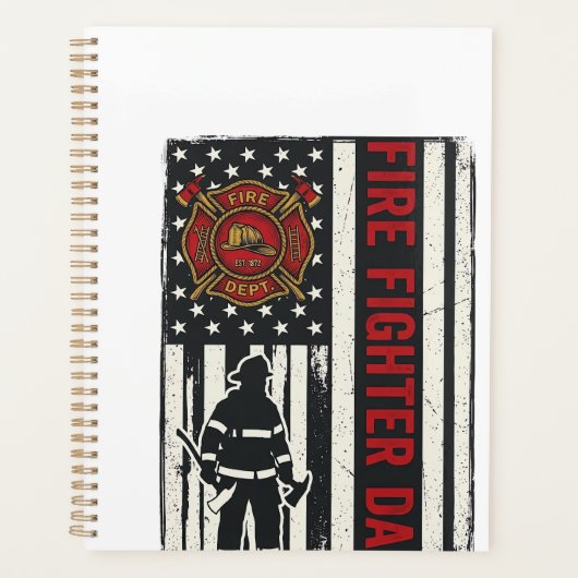 Vater als Feuerwehrmann mit distressed Flagge Vekt Planer (Vorderseite)